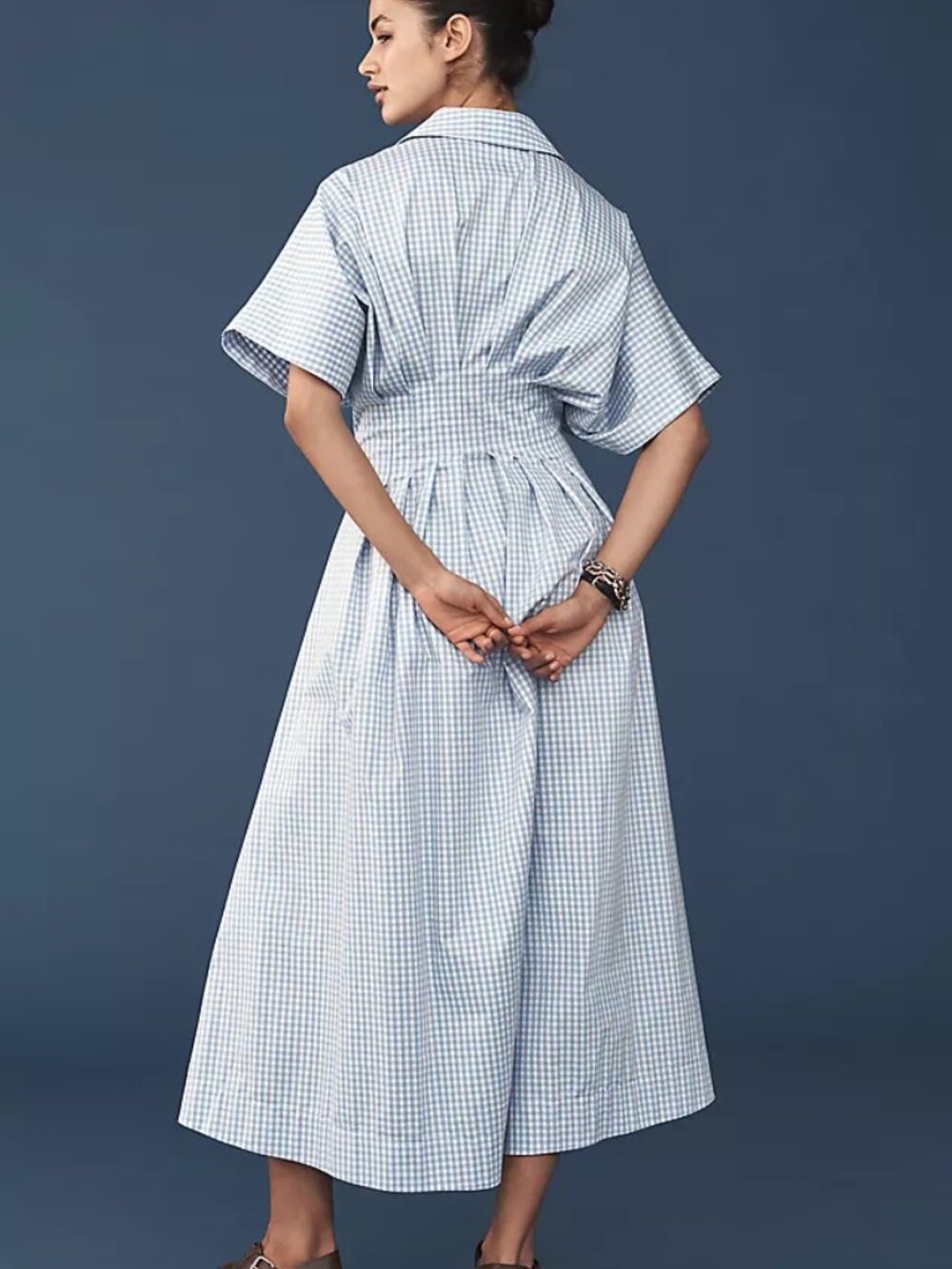 Anthro Exquise Blue Gingham Dress - Picture 2 of 7